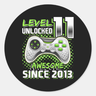11th Birthday Gamer 11 Year Old Funny Bday Boy Ele Classic Round Sticker