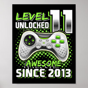 11th Birthday Gamer 11 Year Old Funny Bday Boy Ele Poster