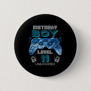 11th Birthday Gamer Level 11 Unlocked Video Gaming 6 Cm Round Badge