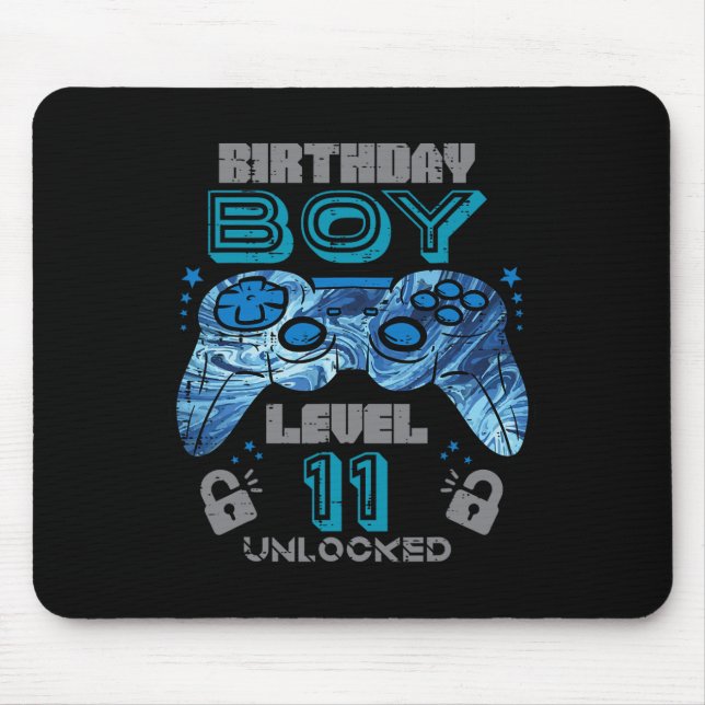 11th Birthday Gamer Level 11 Unlocked Video Gaming Mouse Pad (Front)
