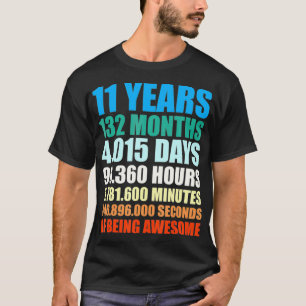 11th Birthday Gift Boy 11 Years Being Awesome  T-Shirt