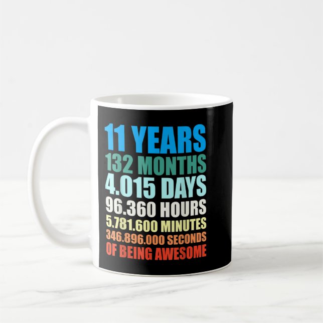 11th Birthday Gift Boys 11s Years Beings Awesome Coffee Mug (Left)