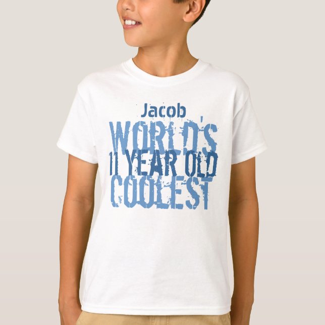 11th Birthday Gift World's Coolest 11 Year Old Boy T-Shirt (Front)
