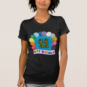 11th Birthday Gifts with Assorted Balloons Design T-Shirt