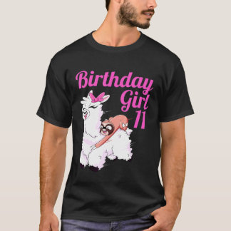 11th Birthday Girl 11 Eleven Year Old Sloth Riding T-Shirt