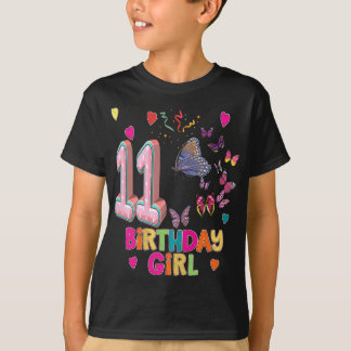 11th Birthday Girl Butterflies 11 Years Old Girls  T-Shirt