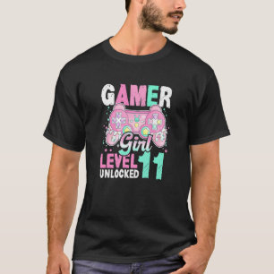 11th Birthday Girl Gamer Gaming Level 11 Unlocked T-Shirt