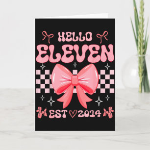 11th Birthday Girl Hello Eleven Est 2014 Pink Coqu Card