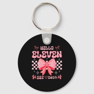 11th Birthday Girl Hello Eleven Est 2014 Pink Coqu Key Ring