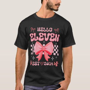 11th Birthday Girl Hello Eleven Est 2014 Pink Coqu T-Shirt