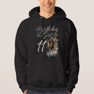 11th Birthday Girl Horse  11 Years Old Bday Hoodie