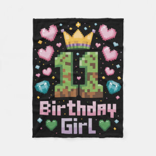 11th Birthday Girl Shirt Gaming Pixel Party 11 Yea Fleece Blanket