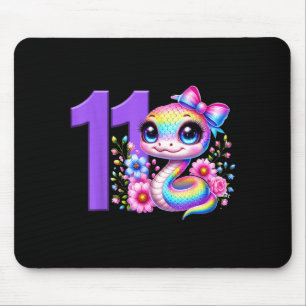 11th Birthday Girl Snake Party Rainbow Coquette Bo Mouse Pad