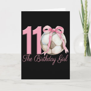 11th Birthday Girl Soccer Ll Coquette Pink Bow 11 Card