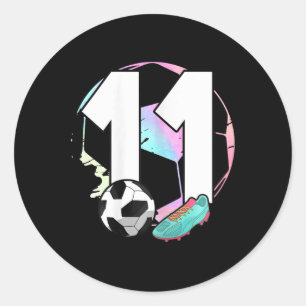 11th Birthday Girl Soccer Player Football 11 Years Classic Round Sticker