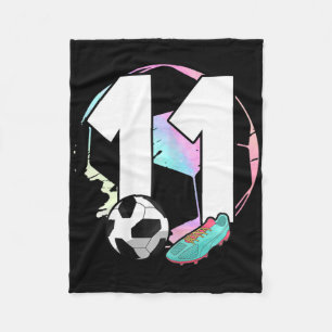 11th Birthday Girl Soccer Player Footll 11 Years O Fleece Blanket