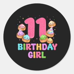 11th Birthday Girl Squishy Dumplin1g Funny Classic Round Sticker
