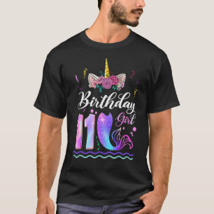 11th Birthday Girl Unicorn Mermaid 11 Years Old Me T-Shirt