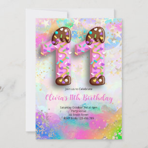 11th Birthday Girls Invitation