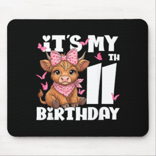 11th Birthday Highland Cow 11 Year Old Birthday Mouse Pad