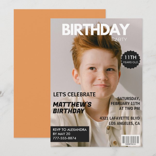 11th birthday invitations for him Magazine Cover (Front/Back)