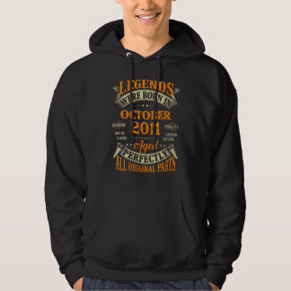 11th Birthday  Legends Born In October 2011 11 Yrs Hoodie