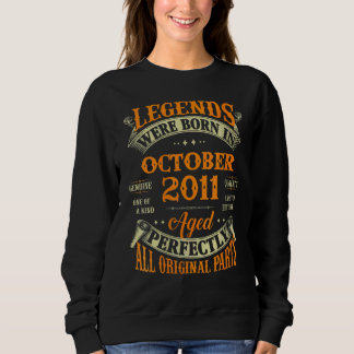 11th Birthday  Legends Born In October 2011 11 Yrs Sweatshirt