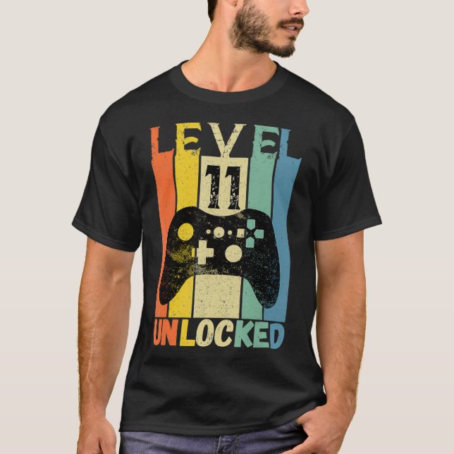 11th Birthday Level 11 Unlocked Video Game Gamer B T-Shirt (Front)