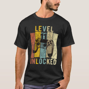 11Th Birthday Level 11 Unlocked Video Gamer Gift T-Shirt