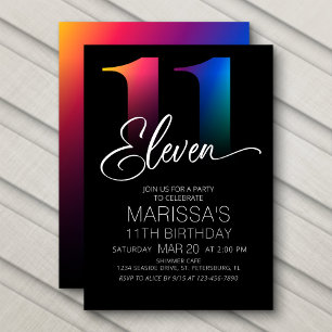 11th Birthday Modern Invitation