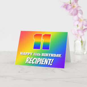 11th Birthday: Multicolored Rainbow Pattern # 11 Card