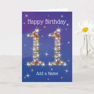 11th Birthday - Number 11 in Stars - Blue - Age 11 Card