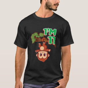 11th Birthday Party 11 Years Monkey Ape Zoo Animal T-Shirt