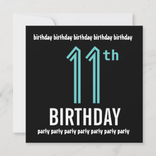11th Birthday Party  Black and Colour Number 2 Invitation