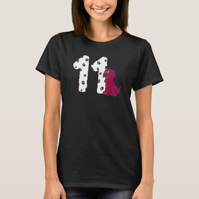 11th Birthday Party Cake Labrador Puppy Dog Owner  T-Shirt (Front)