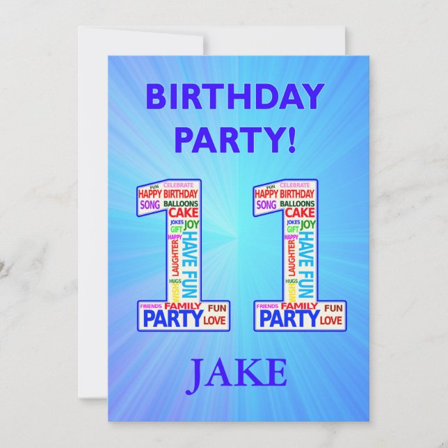 11th Birthday Party Invitation Add a Name (Front)