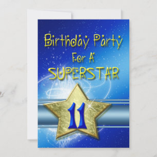 11th Birthday party Invitation for a Superstar.