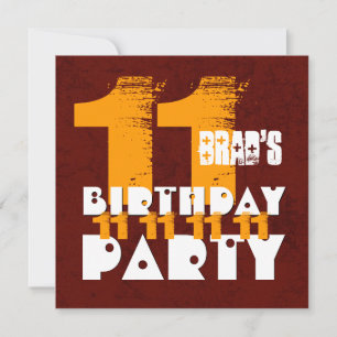 11th Birthday Party WARM TONES Grunge Z04B Invitation