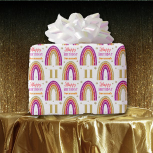 11th Birthday Pink Glitter Custom Name  Wrapping Paper