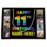 11th Birthday: Rainbow Text, Custom Photos & Name