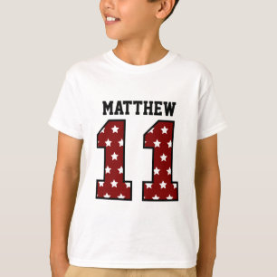 11th Birthday RED and WHITE STARS Custom Name T-Shirt