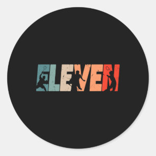 11th Birthday Retro Badminton 11 Years Old Boy Gir Classic Round Sticker