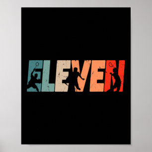 11th Birthday Retro Badminton 11 Years Old Boy Gir Poster