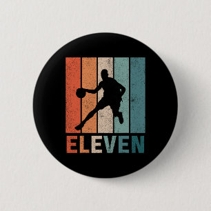 11th Birthday Retro Basketball Lovers Boys Kids 11 6 Cm Round Badge