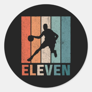 11th Birthday Retro Basketball Lovers Boys Kids 11 Classic Round Sticker