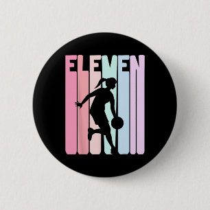 11th Birthday Retro Basketball Player 11 Years Old 6 Cm Round Badge