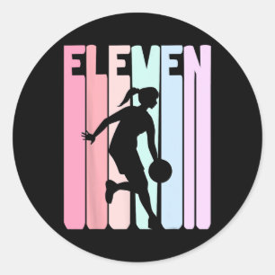 11th Birthday Retro Basketball Player 11 Years Old Classic Round Sticker