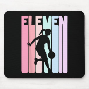 11th Birthday Retro Basketball Player 11 Years Old Mouse Pad