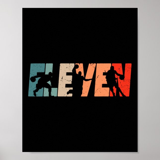 11th Birthday Retro Bysketbyll 11 Years Old Boy Gi Poster (Front)