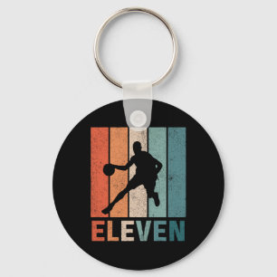 11th Birthday Retro Bysketbyll Lovers Boys Kids 11 Key Ring